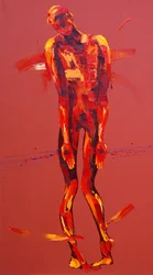 Simão leva a Cruz de Jesus - Estação 5 (óleo sobre tela)