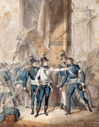 Príncipe Carlos XIII da Suécia na batalha de Hogland a 17 de Julho de 1788 par Per Krafft the Younger (1777-1863) - Aguarela sobre papel, 35x28 cm - Colecção Privada