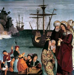 Maria Madalena embarca num navio, a partir do retábulo de Santa Madalena