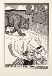 The Bear and the Two Companions, de Fontaine Fables, pub. 1905 (gravura)