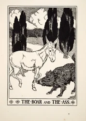 O Javali e o Burro, de Cem Fábulas de Esopo, pub.1903