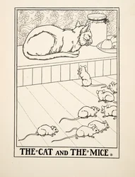 The Cat and the Mice, from A Hundred Fables of Aesop, pub.1903 (gravura)
