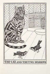 O Gato e os Dois Pardais, de Fontaine Fables, pub. 1905