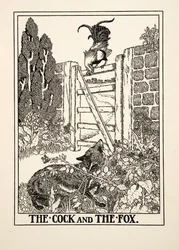 O galo e a raposa, de Cem fábulas de Esopo, publicado em 1903