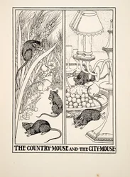O Rato do Campo e o Rato da Cidade, de Cem Fábulas de Esopo, pub.1903