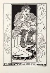 The Countryman and the Serpent, de Fontaine Fables, pub. 1905