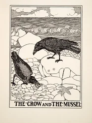O Corvo e o Mexilhão, de Cem Fábulas de Esopo, pub.1903