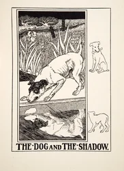 O cão e a sombra, de cem fábulas de Esopo, pub.1903
