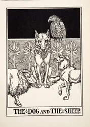 O cão e a ovelha, de cem fábulas de Esopo, pub.1903
