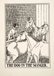 O cão na manjedoura, de Cem fábulas de Esopo, publicado em 1903