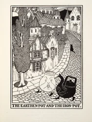 O pote de barro e o pote de ferro, de Fontaine Fables, pub. 1905
