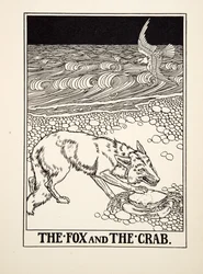 The Fox and the Crab, de A Hundred Fables of Aesop, pub.1903 (gravura)