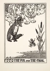 The Fox and the Frog, de A Hundred Fables of Aesop, pub.1903 (gravura)