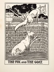 A raposa e o bode, de cem fábulas de Esopo, pub.1903