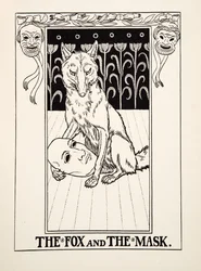 A raposa e a máscara, de cem fábulas de Esopo, pub.1903