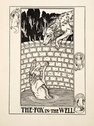 A raposa no poço, de Cem fábulas de Esopo, publicado em 1903