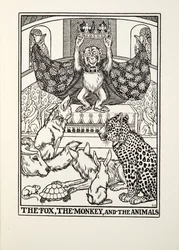 A Raposa, o Macaco e os Animais, de Fontaine Fables, pub. 1905