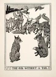 A raposa sem cauda, de cem fábulas de Esopo, pub.1903