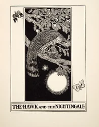 O Falcão e o Rouxinol, de Cem Fábulas de Esopo, pub.1903