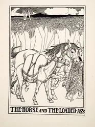 The Horse and the Loaded Ass, from A Hundred Fables of Aesop, pub.1903 (gravura)