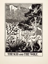 O garoto e o lobo, de cem fábulas de Esopo, pub.1903