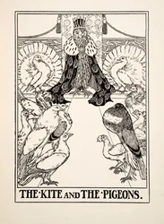 O papagaio e os pombos, de cem fábulas de Esopo, pub.1903