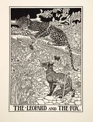 O Leopardo e a Raposa, de Cem Fábulas de Esopo, pub.1903