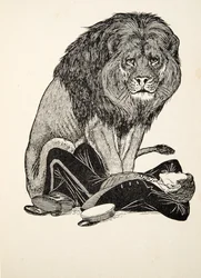 O Leão e seu Guardião, de Cem Anedotas de Animais, pub. 1924