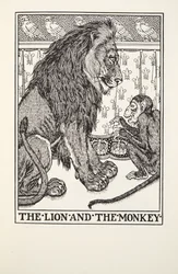 O Leão e o Macaco, de Fontaine Fables, pub. 1905