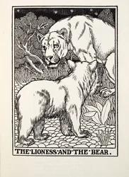 O Leão e o Urso, de Fontaine Fables, pub. 1905