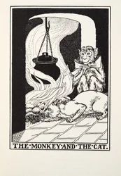O Macaco e o Gato, de Fontaine Fables, pub. 1905