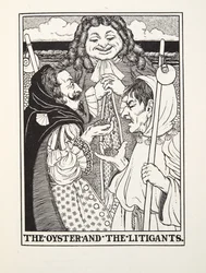 The Oyster and the Litigants, de Fontaine Fables, pub. 1905 (gravura)