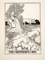 The Shepherds Boy, de cem fábulas de Esopo, pub.1903