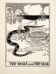 A cobra e o caranguejo, de cem fábulas de Esopo, pub.1903