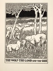 The Wolf, the Lamb and the Goat, from A Hundred Fables of Aesop, pub.1903 (gravura)