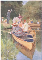 Laurie e Jo remaram um barco, de Little Women publicado por Associated Newspapers Limited, c.1940 (cor litho)