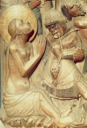 O martírio de Santa Tecla, detalhe do altar-mor (alabastro)