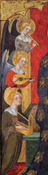 Detalhe de Madonna com anjos tocando música, ca 1380