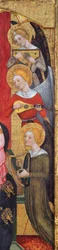Detalhe de Madonna com anjos tocando música, ca 1380
