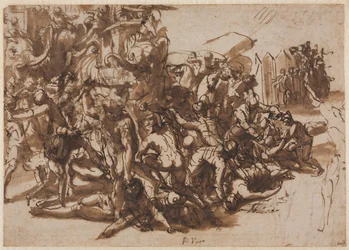 Poros assaltado pelo exército macedônio reto, Sketches of Animals verso, c. 154547.