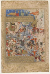 Ali e Aisha na batalha do camelo, de um Rawzat al-safa, 1571-72