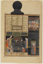 Bahram Gur e a princesa no Pavilhão Negro, de um Khamsa (Quinteto) de Nizami, c. 1550