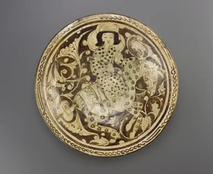 Prato, Kashan, região, irã, dinastia saljuq, tarde, 12º-cedo, 13º século, (ceramic)