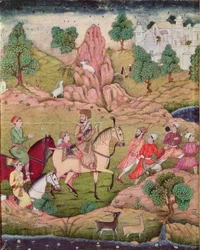 Caça com um falcão, dinastia safávida (1502-1736)