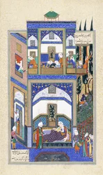 Mihrab ouve a loucura de Rudabeh, c.1500-1540s