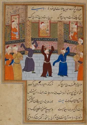 Ou. 11837, f.152 Muhammad Tabadkani (d.1486) dançando com dervixes, ilustração de 