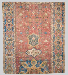 Tapete parcial de medalhão Tabriz, Pérsia do Noroeste, início do século XVI