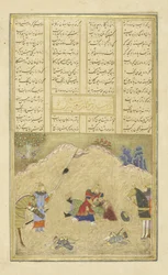 Persa 239 fol.190b B Zhan mata H m n, ilustração do Shahnama (Livro dos Reis), de Abul-Qasim Mansur Firdawsi (c.934-c.1020), 1444