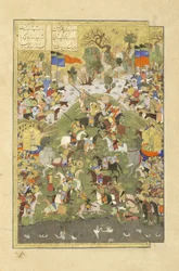 Talhand na batalha contra seu irmão, ilustração do Shahnama (Livro dos Reis), por Abul-Qasim Mansur Firdawsi (c.934-c.1020), 1444