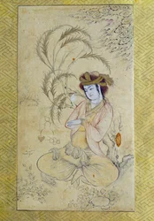 Arte Persa: "jovem a reverter sob um salgueiro" Gouache Anónimo de Paris do século XVII, Museu do Louvre